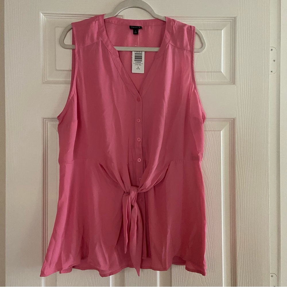 Torrid Peplum Button Down Tie Front Sleeve Blouse Torrid 1 New with Tag